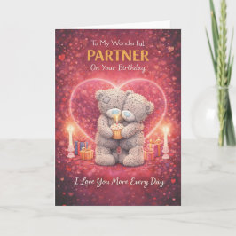 Partner Birthday Card – Romantic Bear Design Kaart