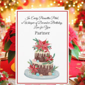 Partner December Verjaardagstaart Poinsettias Kaart