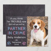 Partner in Crime Family Dog Zwangerschap Aankondig Aankondiging (Voorkant / Achterkant)