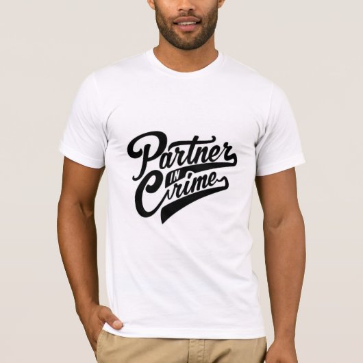 Partner in crime scene design t-shirts voor man. (Voorkant)
