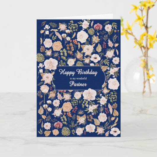 Partner Verstrooide bloemen Verjaardag Kaart (Gele Bloem)