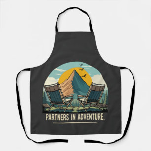 Partners in Avontuur Retro Berg Kampeer Ontwerp Schort