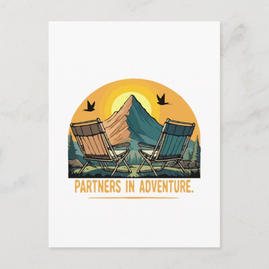 Partners in Avontuur | Retro Bergkamperen Briefkaart (Voorkant)
