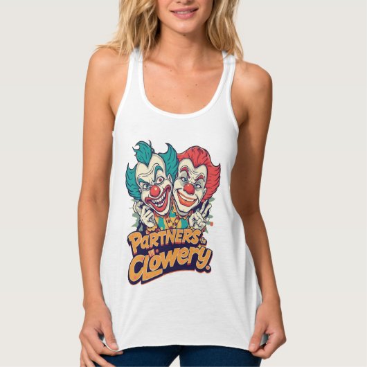 Partners in Clowery (Funny Clown Pun) Tanktop (Voorkant)