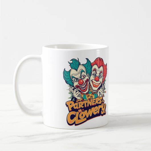 Partners in Clowery (Grappige Clownspelling) Koffiemok (Links)
