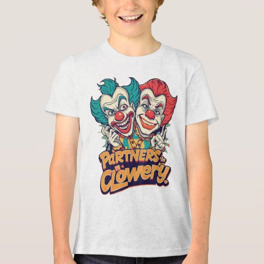 Partners in Clowery (Grappige Clownspelling) Tri-Blend Shirt (Voorkant)