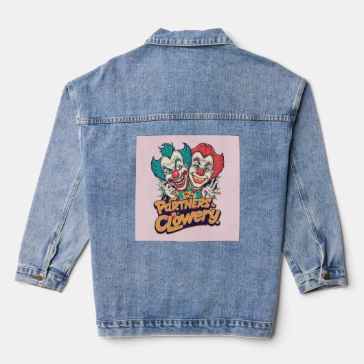 Partners in Clowery (Grappige Clownspun) Denim Jacket (Achterkant)