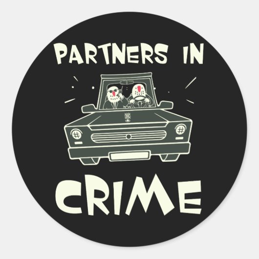 Partners in Crime Best Friends Matching BFF Outfit Ronde Sticker (Voorkant)
