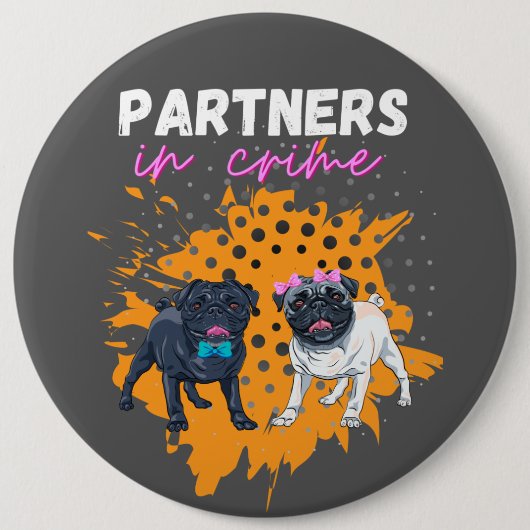 partners in crime honden knop ronde button 6,0 cm (Voorkant)