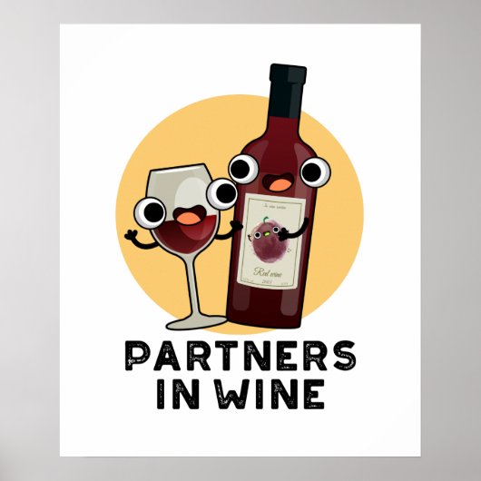 Partners in de Drink Wine Funny Poster (Voorkant)