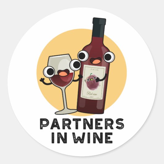 Partners in de Drink Wine Funny Ronde Sticker (Voorkant)