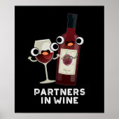 Partners in de grappige Drink van Wijn Pun Dark BG Poster (Voorkant)