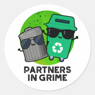 Partners in Grime Funny Trash Pun Ronde Sticker