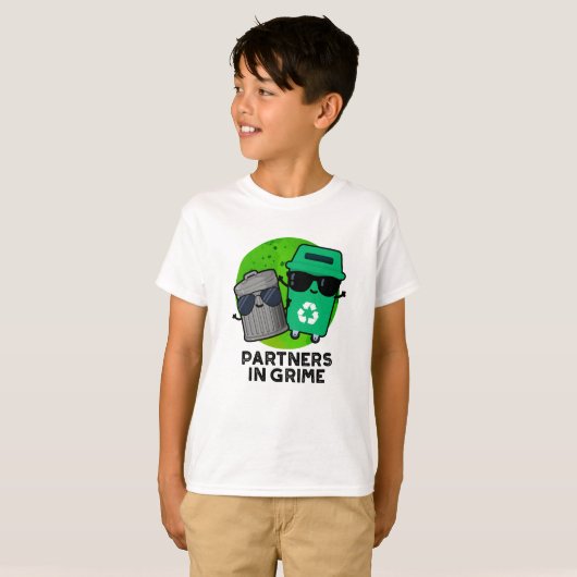 Partners in Grime Funny Trash Pun T-shirt (Voorkant volledig)