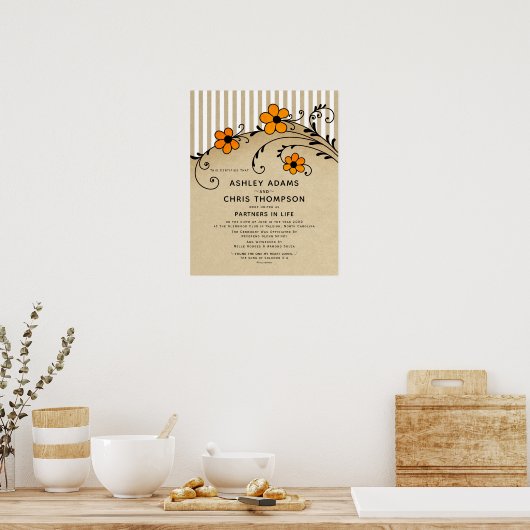 "Partners in Life Modern Boho Wedding Certificate Poster (Keuken)