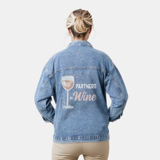 Partners in Wine Friends BFF's vrijgezellenfeest Denim Jacket (Model)