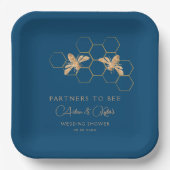 Partners to Bee Indigo & Honeycomb Bruiloftsshower Papieren Bordje (Voorkant)