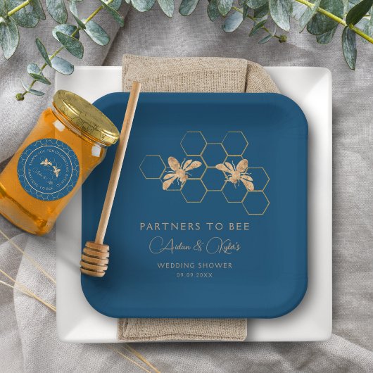 Partners to Bee Indigo & Honeycomb Trouwfeest Borr Papieren Bordje