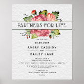 Partners voor het levenslange Floral Banner Weddin Poster (Voorkant)