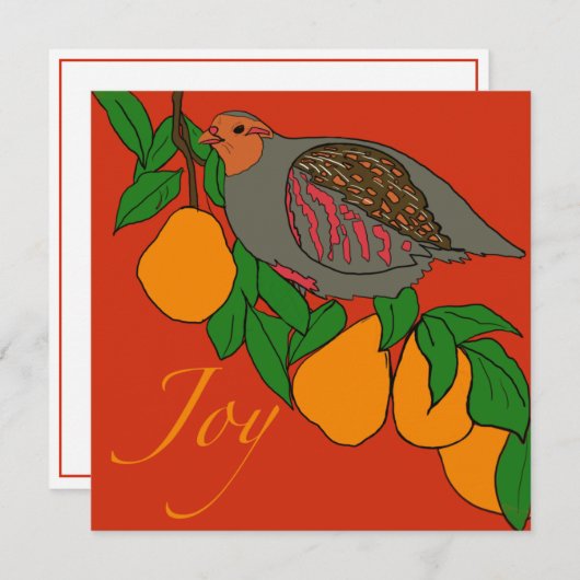 Partridge en Pears Joy! Feestdagenkaart (Voorkant / Achterkant)