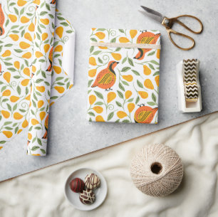 Partridge- en perenbomen, naadloos kerstpatter cadeaupapier