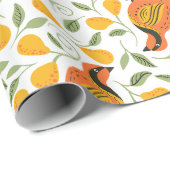 Partridge- en perenbomen, naadloos kerstpatter cadeaupapier (Rol Hoek)