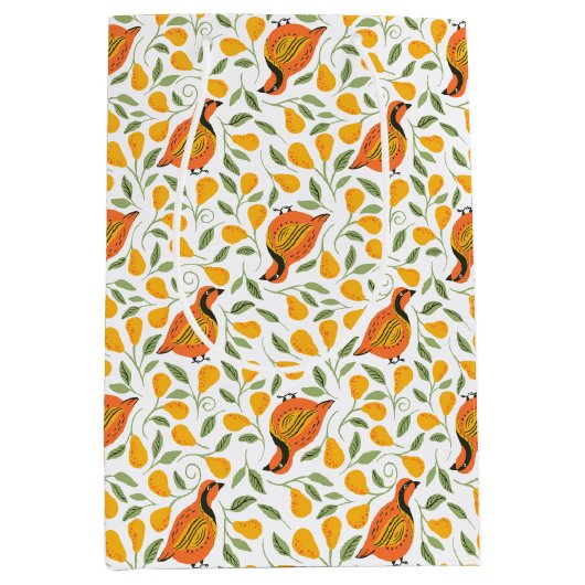 Partridge- en perenbomen, naadloos kerstpatter medium cadeauzakje (Voorkant)