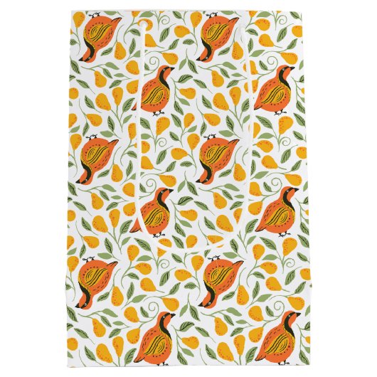 Partridge- en perenbomen, naadloos kerstpatter medium cadeauzakje (Achterkant)