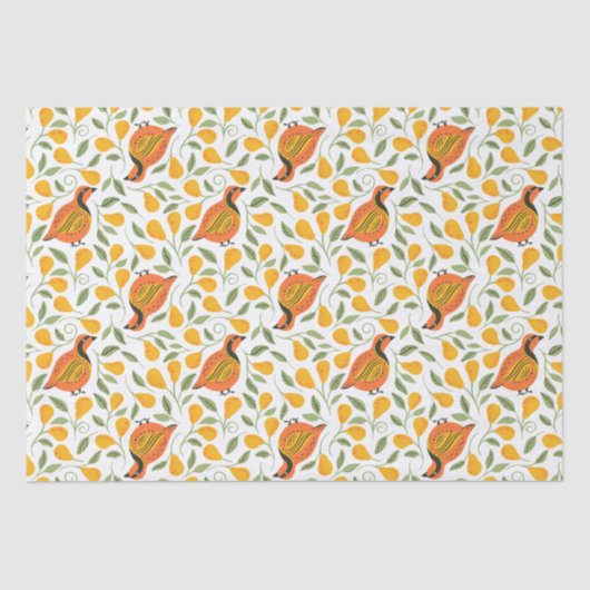 Partridge- en perenbomen, naadloos kerstpatter tissuepapier (Voorkant)