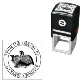 Partridge Game Vogeltekening Bibliotheek Boeknaam Zelfinktende Stempel (In situ)