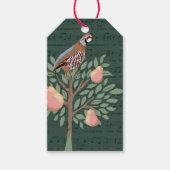 Partridge in a pear tree Christmas Carole on green Cadeaulabel (Voorkant)