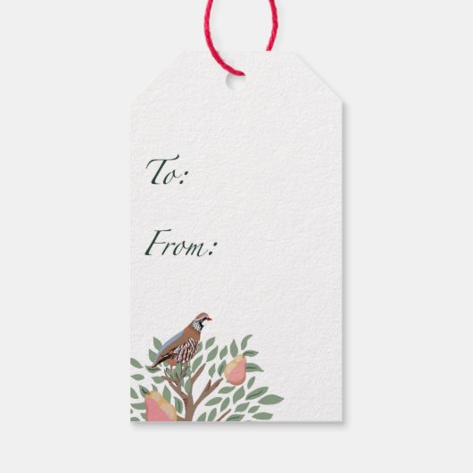 Partridge in a pear tree Christmas Carole on green Cadeaulabel (Achterkant)