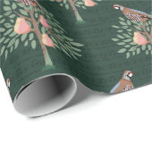 Partridge in a pear tree Christmas Carole on green Cadeaupapier (Rol Hoek)