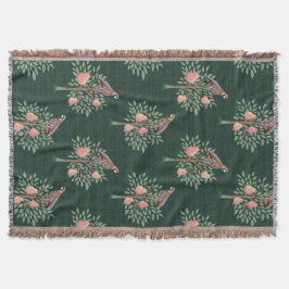 Partridge in a pear tree Christmas Carole on green Deken