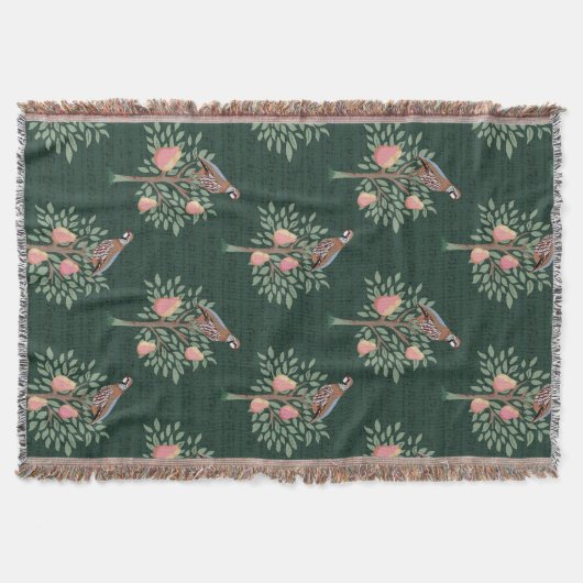 Partridge in a pear tree Christmas Carole on green Deken (Voorkant)