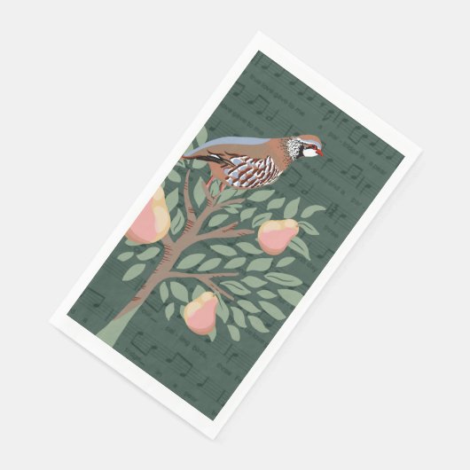 Partridge in a pear tree Christmas Carole on green Servet (Hoek)