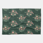 Partridge in a pear tree Christmas Carole on green Theedoek (Horizontaal)