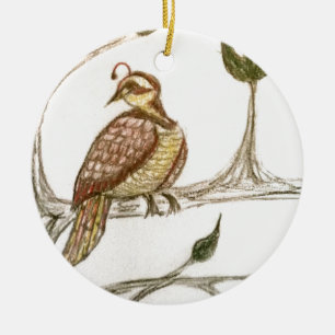Partridge in een groene peer boom keramisch ornament