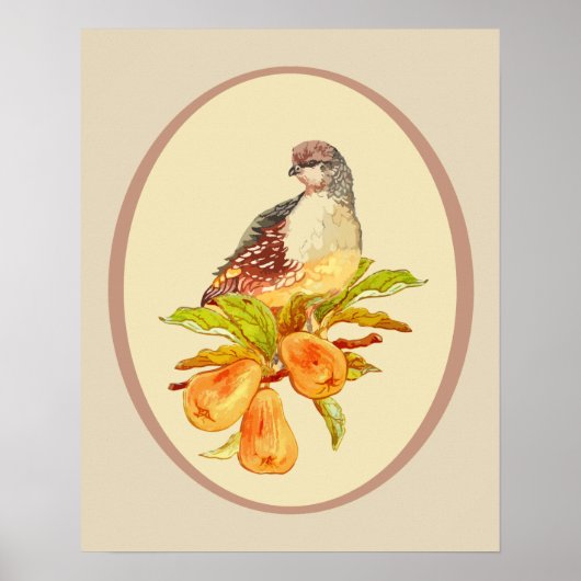 Partridge in een kerstsongcitaat met perenbomen poster (Voorkant)