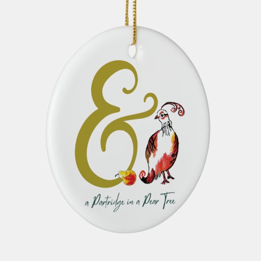 Partridge in een peer Tree Whimsical Ampersand Keramisch Ornament (Rechts)