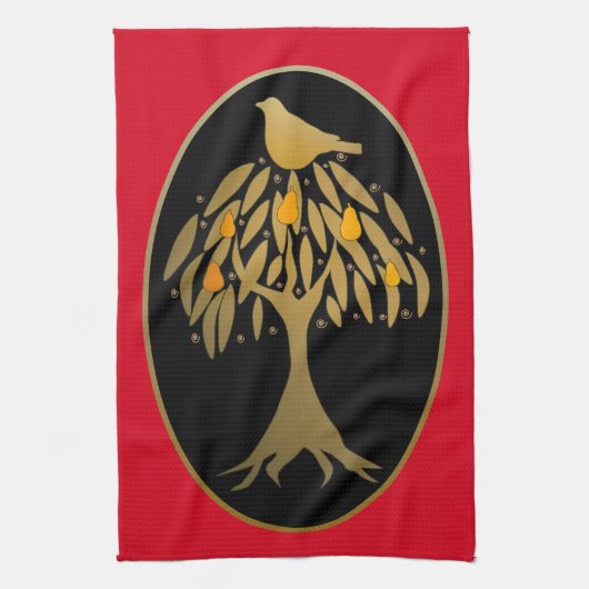 Partridge in een peergoud theedoek (Verticaal)