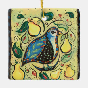 Partridge in een perenboom kerstversiering keramisch ornament