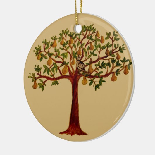 Partridge in een vervormde perenboom keramisch ornament (Links)