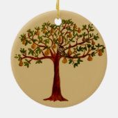 Partridge in een vervormde perenboom keramisch ornament (Achterkant)