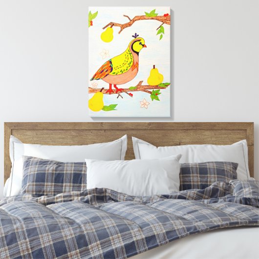 Partridge in Pear Tree Canvas Afdruk (Insitu (Slaapkamer))