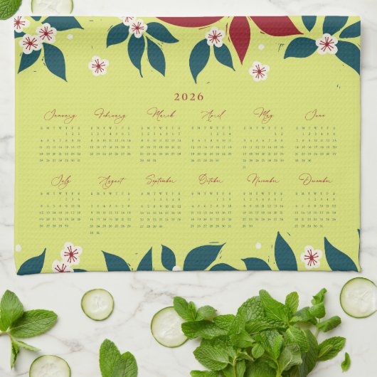 Partridge Pear Tree 2026 Calendar - Bartlett Green Theedoek (Gevouwen)