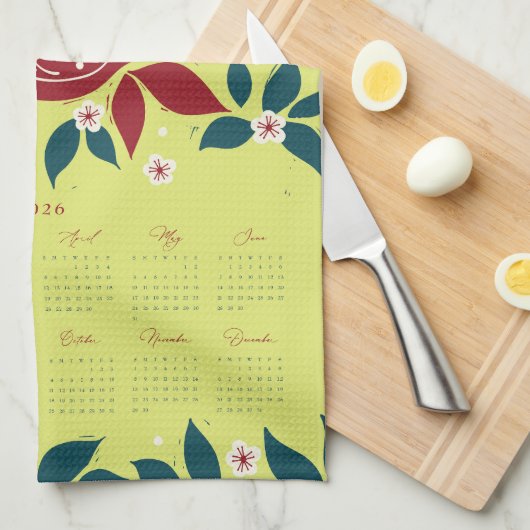 Partridge Pear Tree 2026 Calendar - Bartlett Green Theedoek (Quarter Fold)