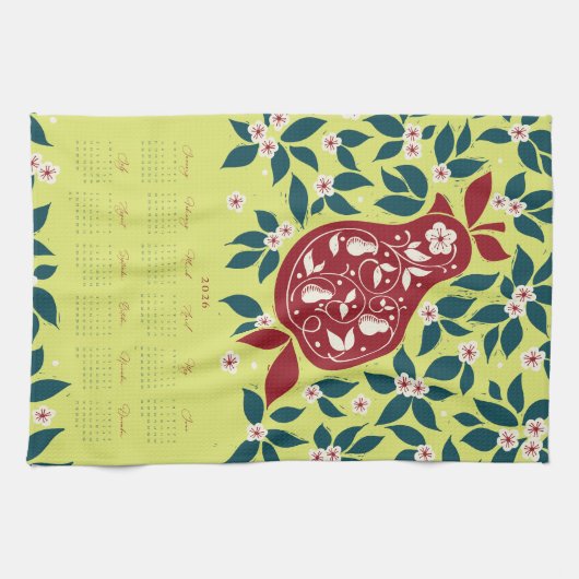 Partridge Pear Tree 2026 Calendar - Bartlett Green Theedoek (Horizontaal)