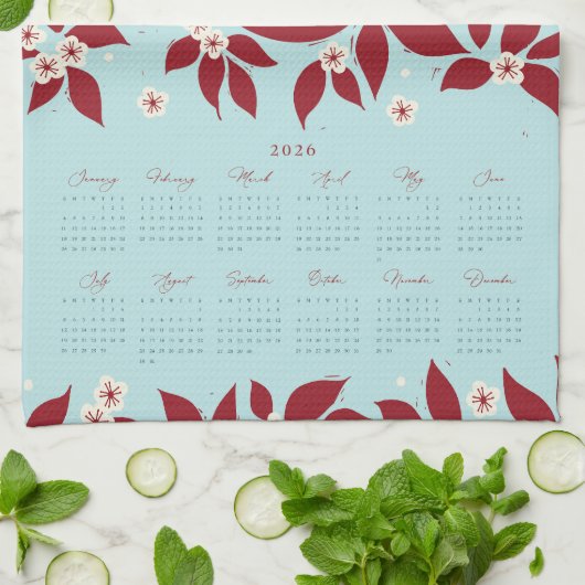 Partridge Pear Tree 2026 Calendar - Cranberry Theedoek (Gevouwen)