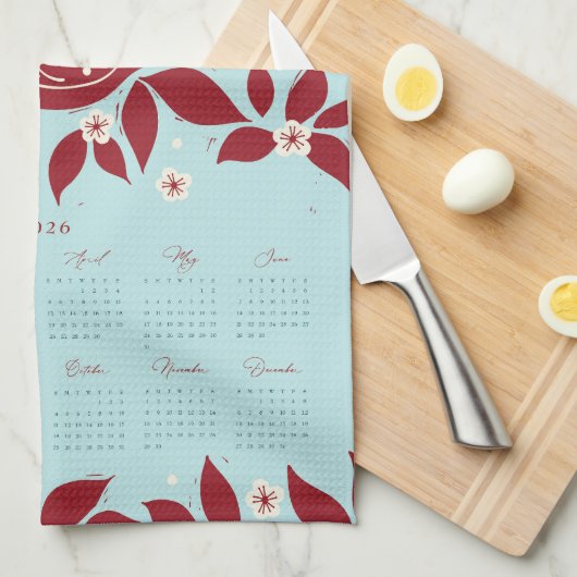 Partridge Pear Tree 2026 Calendar - Cranberry Theedoek (Quarter Fold)